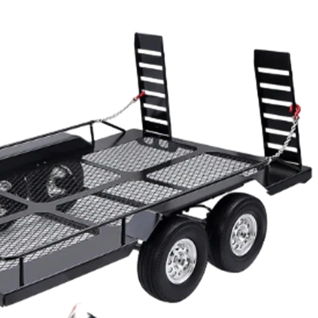 RCGOFOLLOW 1/10 Scale Single Axle Flatbed Heavy Duty Truck Trailer for RC Rock Truck Buggy TRX-4 TRX4 Axial SCX10 RC4WD D90 CC01