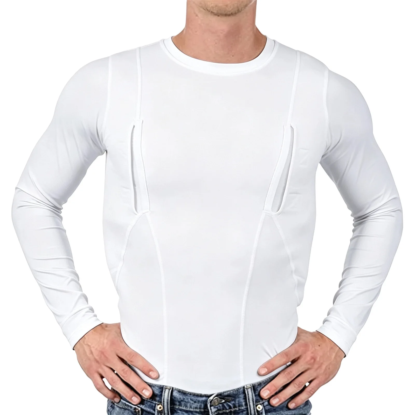 Summer Cross-Border Tactical T-Shirt for Men High Elastic Long Sleeve Hidden Gun Holster European And American Style Independent