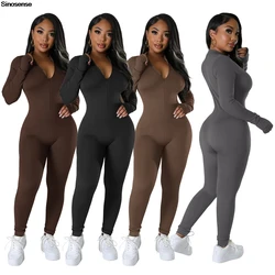Women Warm Fleece Workout Yoga Jumpsuits Long Sleeve Zip Front Active Sports Romper One Piece Daily Life Night Club Party Outfit