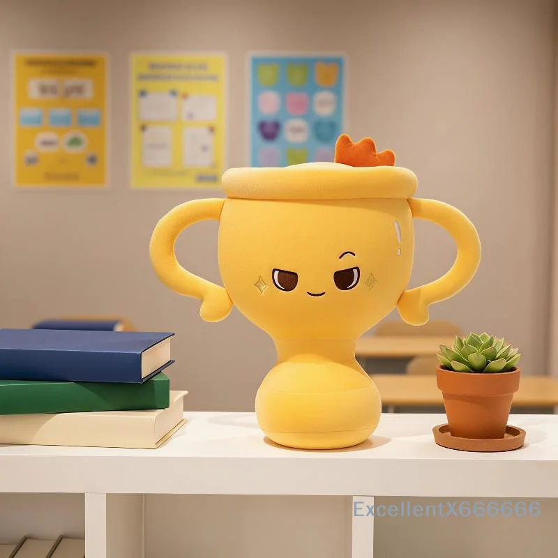 Funny Cartoon Trophy Shaped Plush Toy Skin-Friendly Stuffed Doll 20/28/38cm Cute Home Cabinet Decor