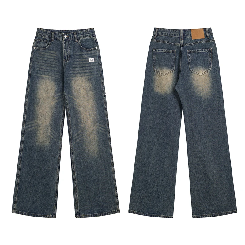 

Модные винтажные джинсы унисекс свободного кроя, классические повседневные, осенне-зимние, трендовые, брендовые, новые, для отдыха