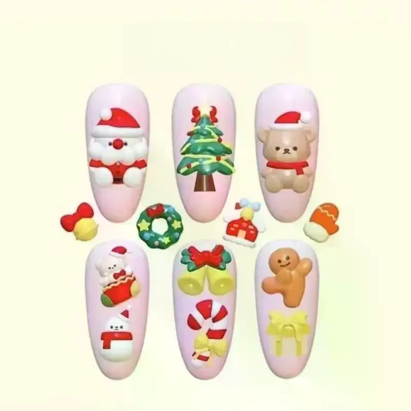 1pc Christmas 3D Transparent Silicone Nail Molds - Santa Claus Bear Snowflake Design, DIY Manicure Decoration Templates