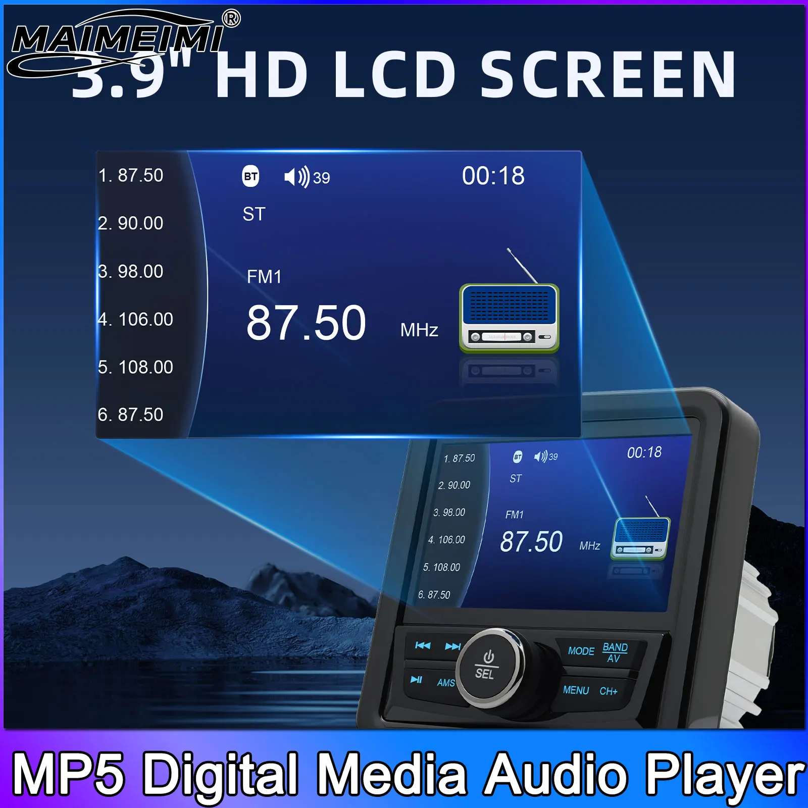 MP5 Digital Media Audio Player Bluetooth-compatible FM AM Marine Radio For Yacht ATV UTV Boat Accessories Boat Stereo Waterproof