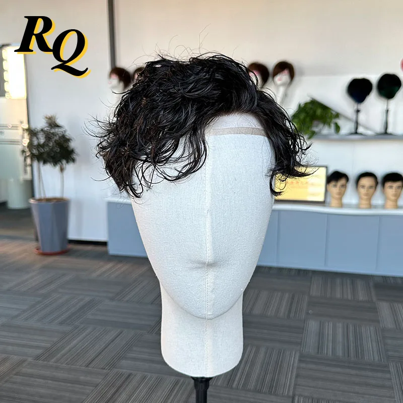 Pre Cut Toupee Men Male Wig Hair Prosthesis Lace With Pu Breathable 100% Natural Human Hair Toupee Systems Replacement For Men