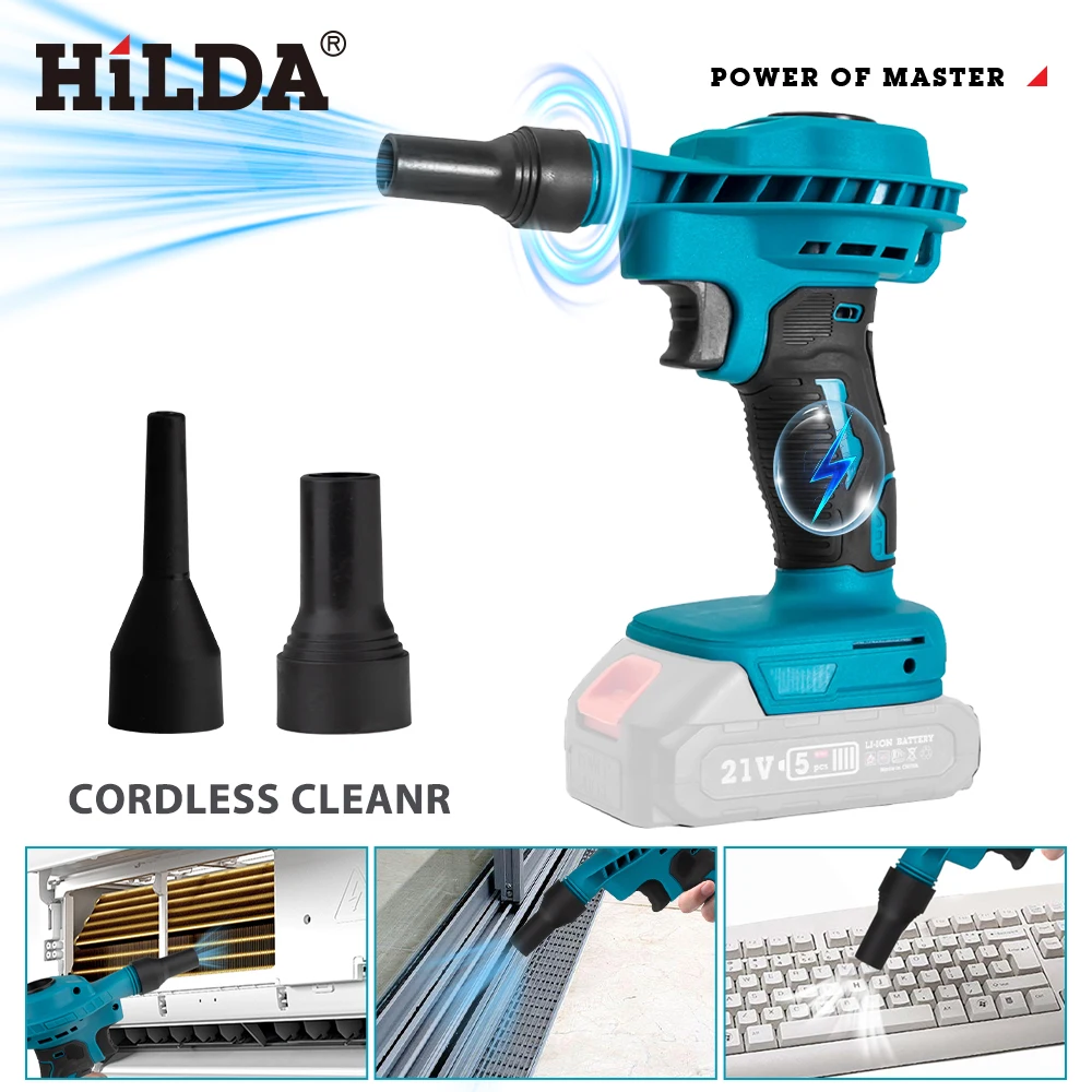 HILDA 2 IN 1  Electric Air Dust Collector Blower Dust Machine Rechargeable Electric Inflator Cleanner Blower For Makita Battery