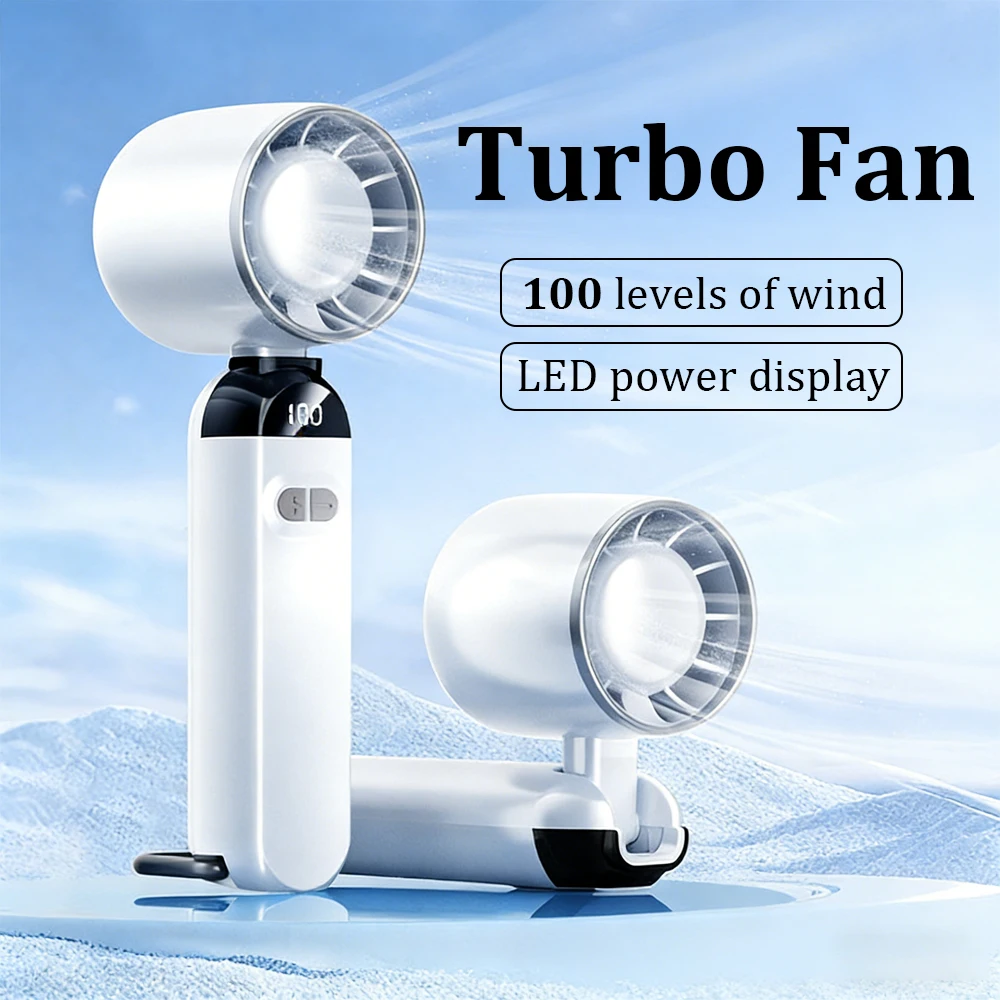 

3000mAh Handheld Fan with Battery Display Foldable Personal Fan 1-100 Speed Turbo Cooling USB Fan Portable Rechargeable Mini Fan