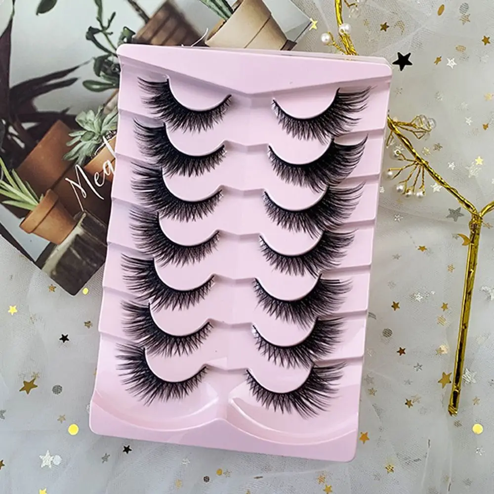 7 Pairs Simulation Eye Eyelashes Lashes Extension Eye Tail Lengthening Diagonal Fly Fake Lashes Reusable Soft