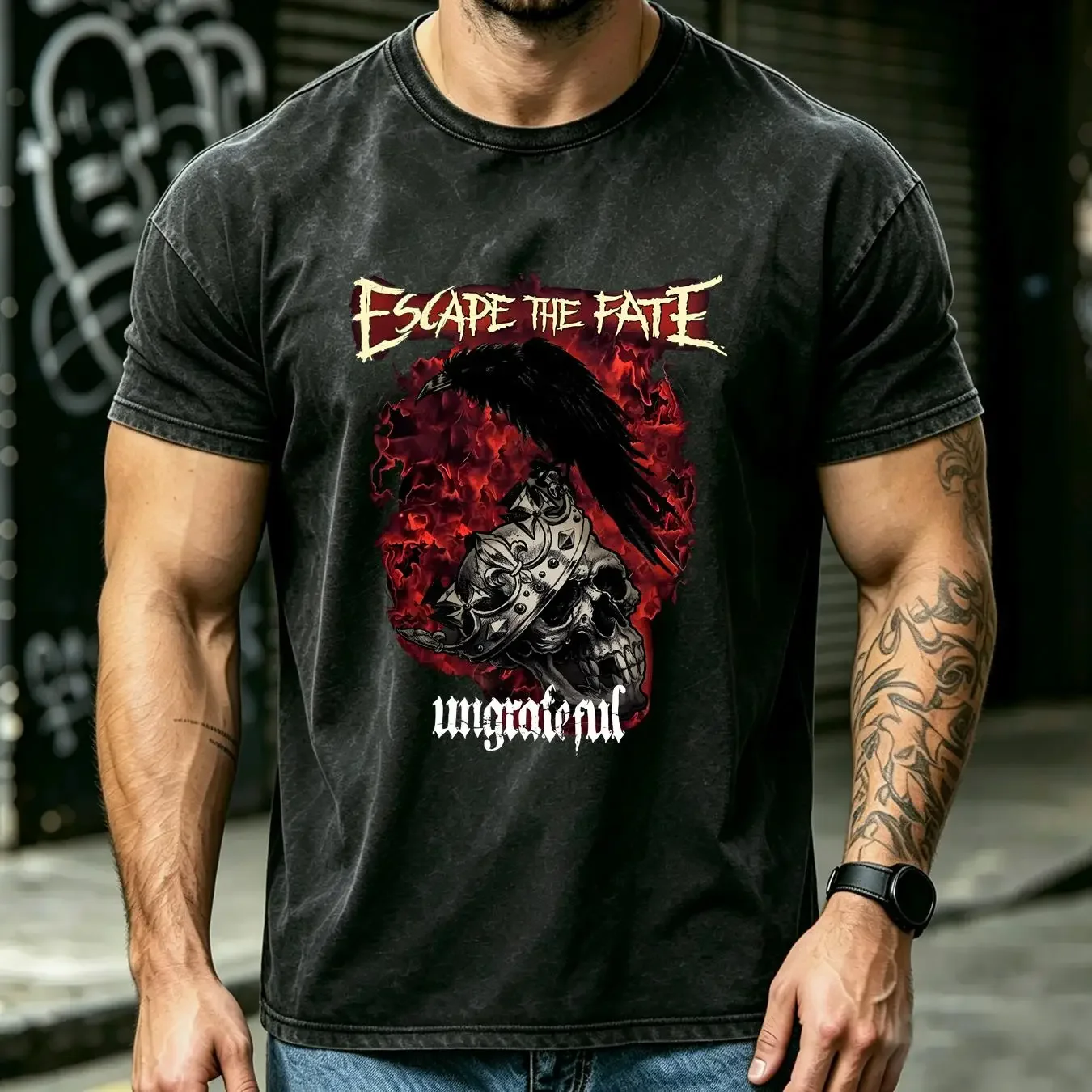 washed T Shirt Escape The Fate Ungrateful  Black All Size AC968 vintage Washed designer clothes Unisex Stretched homme Stylish