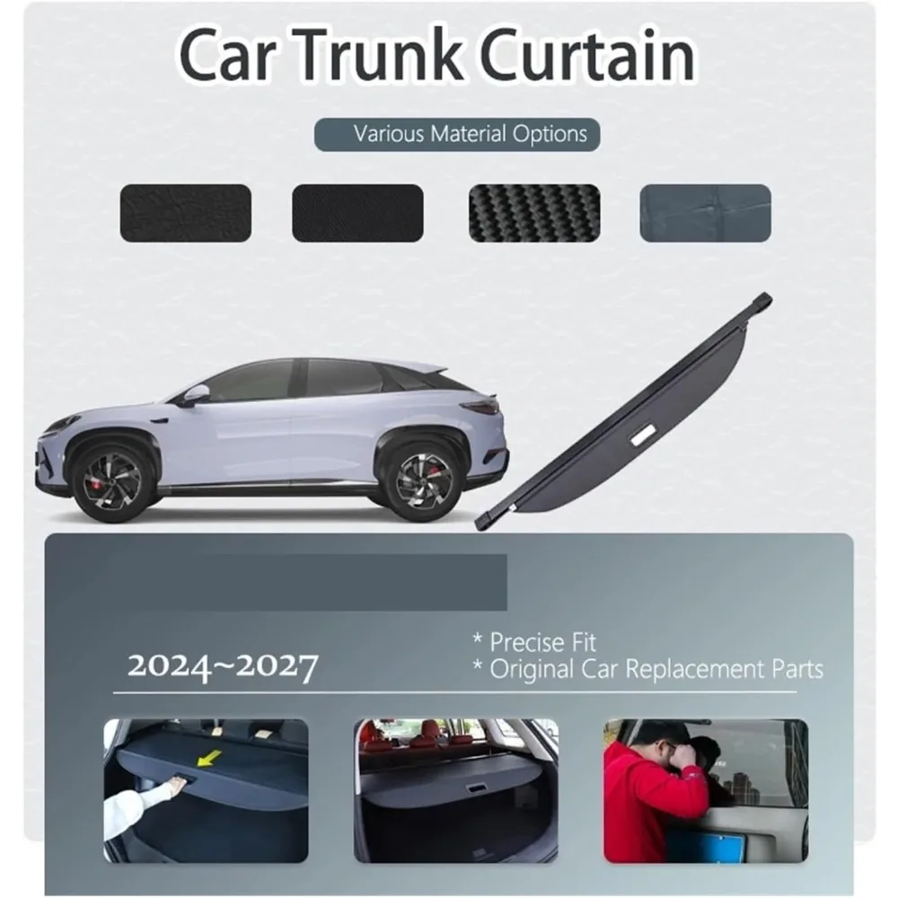 Car Rear Trunk Cargo Cover For BYD sealion 6 7 EV DMI 2025 Trunk Curtain Cover Organizer Stowing Tidying Canvas Auto Accessories