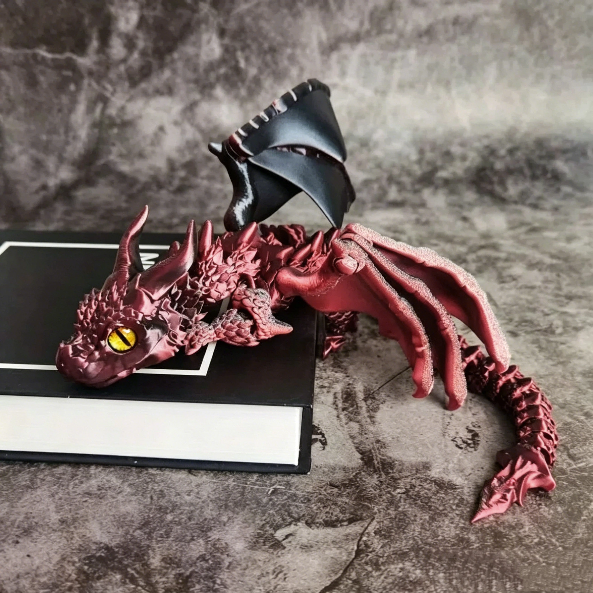 3D Printed Winged Carriage Dragon Figurine With Random Eyes, Art Deco Resin Dragon Sculpture, Tabletop Animal Theme Decor view 3