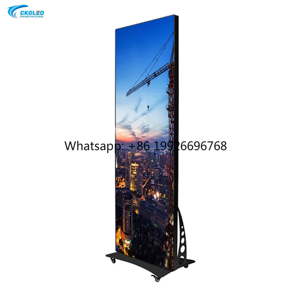 

Indoor Advertising P2.5 Video Wall Digital Signage Poster LED Screen with WiFi 4G USB Movable for Shopping Mall & Elevator