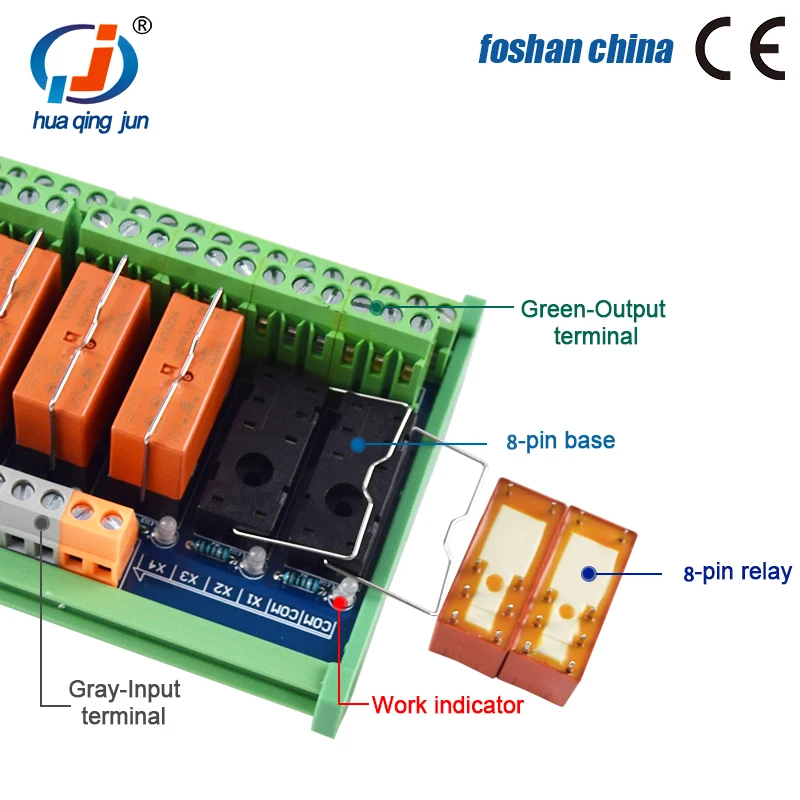 Huaqingjun Módulo de relé Taike de 10 canais DPDT 24V Relés eletromagnéticos para máquina CNC