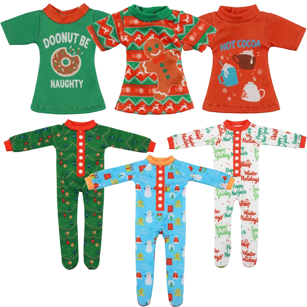 

Pajamas T-shirt For Elf Doll Red Boy On The Shelf For Babi 11.8 Inch Doll Clothes Dress Accessories Christmas Gift Girl's Toys