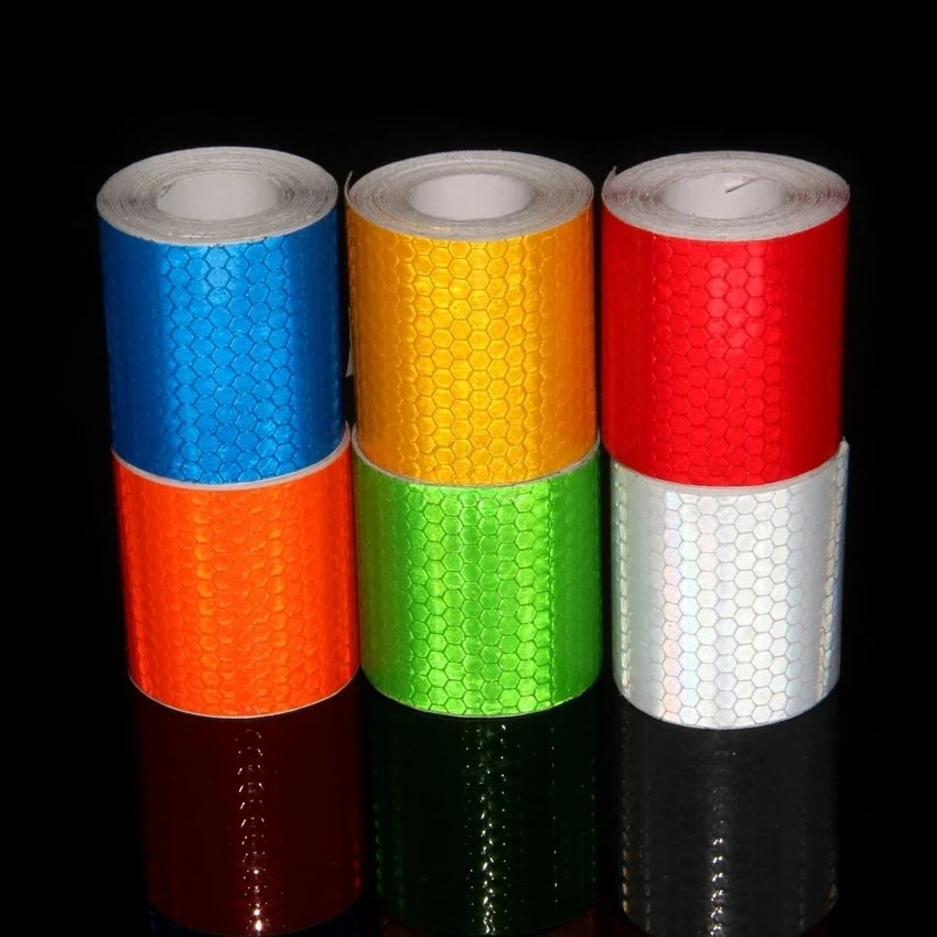 

5cm*3M Reflective Car Stickers Outdoor Waterproof Warning Tapes White Red Fluorescent Yellow Reflectors Safety Strip For Bicycle