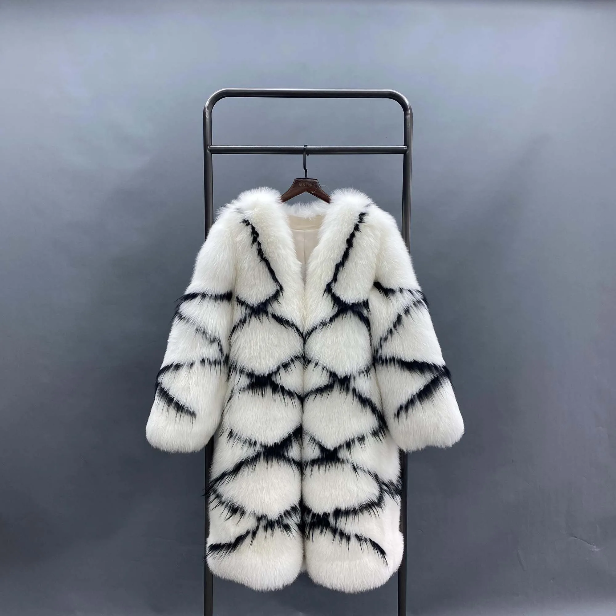 Fashion Natural Fox Fur Coat Full Skin Long Length Whole Skin Fur Winter Thick Warm Jacket