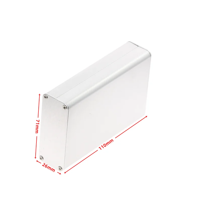 1pc Aluminum Enclosure Case Silver DIY Electronic Project PCB Instrument Box 110x71x26mm PCB Instrument Metal Box