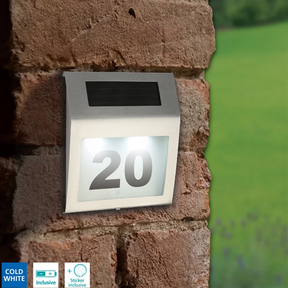 Waterproof Outdoor LED Solar Wall Light House Number Light Address Sign Illuminate for Home Garden Door Plate Wall Lamp