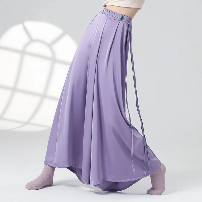 

Современные танцевальные брюки для женщин: прямые, с корсетным поясом, широкие штанины, струящиеся, с китайскими лентами, для классических танцев и сценических выступлений