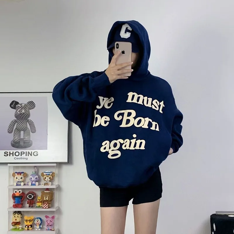 23 Hip Hop Fleece Oversized CPFM.XYZ Hoodie Men Women Foam Logo Ye Must Be Born Again Sweatshirts Kanye West Pullovers Print Tag