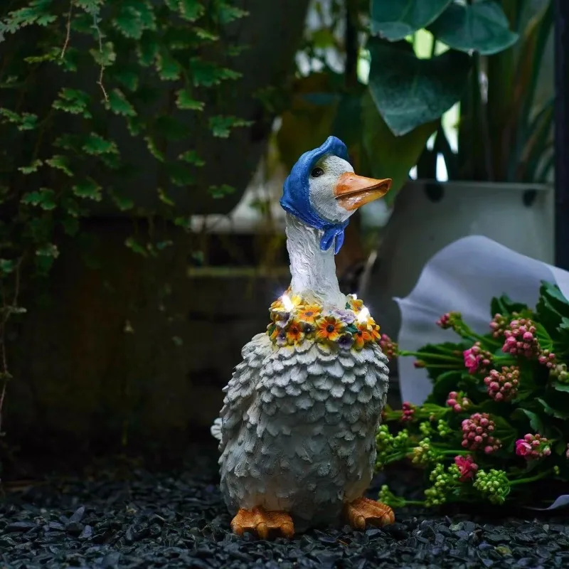 

Креативная солнечная садовая фигурка утки из смолы, украшение для двора, балкона, сада, декоративное изделие в виде животного