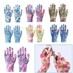 Atmungsaktive Garten handschuhe bedruckte rutsch feste Haushalts arbeits schutz handschuhe aus hochela tischem Nylon für den mechanischen Bau