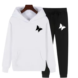 Autumn new men's and women's fashionable casual sports set, outdoor fitness hooded luxurious sweatshirt+pants