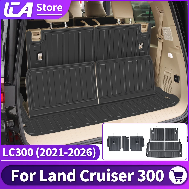

Для Toyota Land Cruiser LC300 300 2021-2026 J300: Нескользящий водонепроницаемый коврик для багажника и подушка для спинки сиденья — прочные аксессуары для интерьера