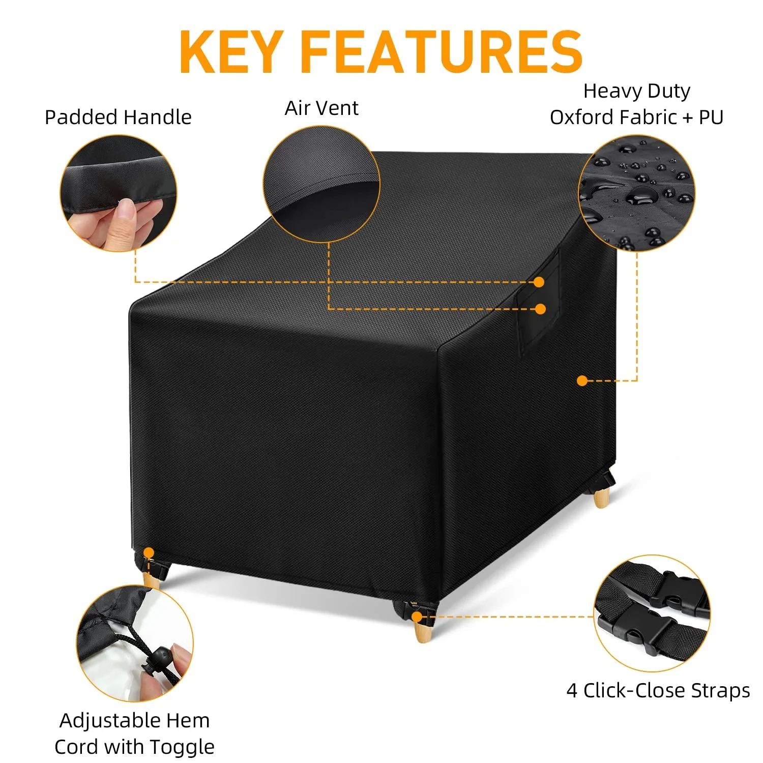 

2 шт. водонепроницаемых чехлов для уличной мебели, чехлы для садовой мебели 280D с ветрозащитными пряжками и регулируемым шнурком