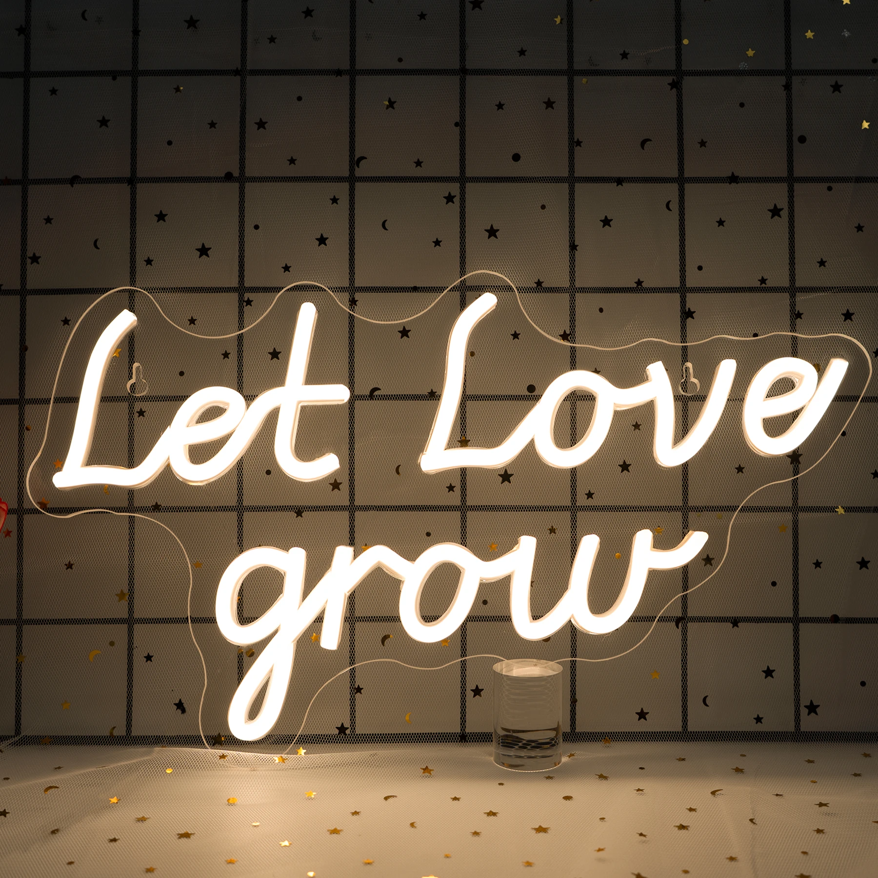 

Неоновая вывеска Let Love Grow для свадьбы с регулируемой яркостью, теплый белый цвет для свадебной церемонии, сочный бар, вечеринка, домашний настенный художественный декор для спальни