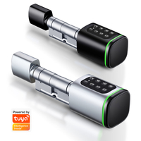 Smart Cylinder Lock Tuya 60-90mm Electric Bluetooth APP Remote Biometric Fingerprint Lock Anti-Theft Security Home Door Mortise