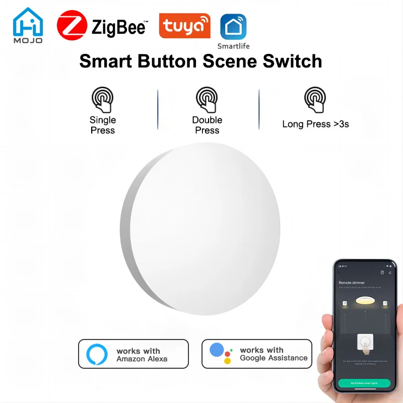 Tuya ZigBee Smart Button Scene Switch Wireless Remoter 3 in 1 Key Controller Multi-scene Linkage Switches Alexa Voice Asstiant