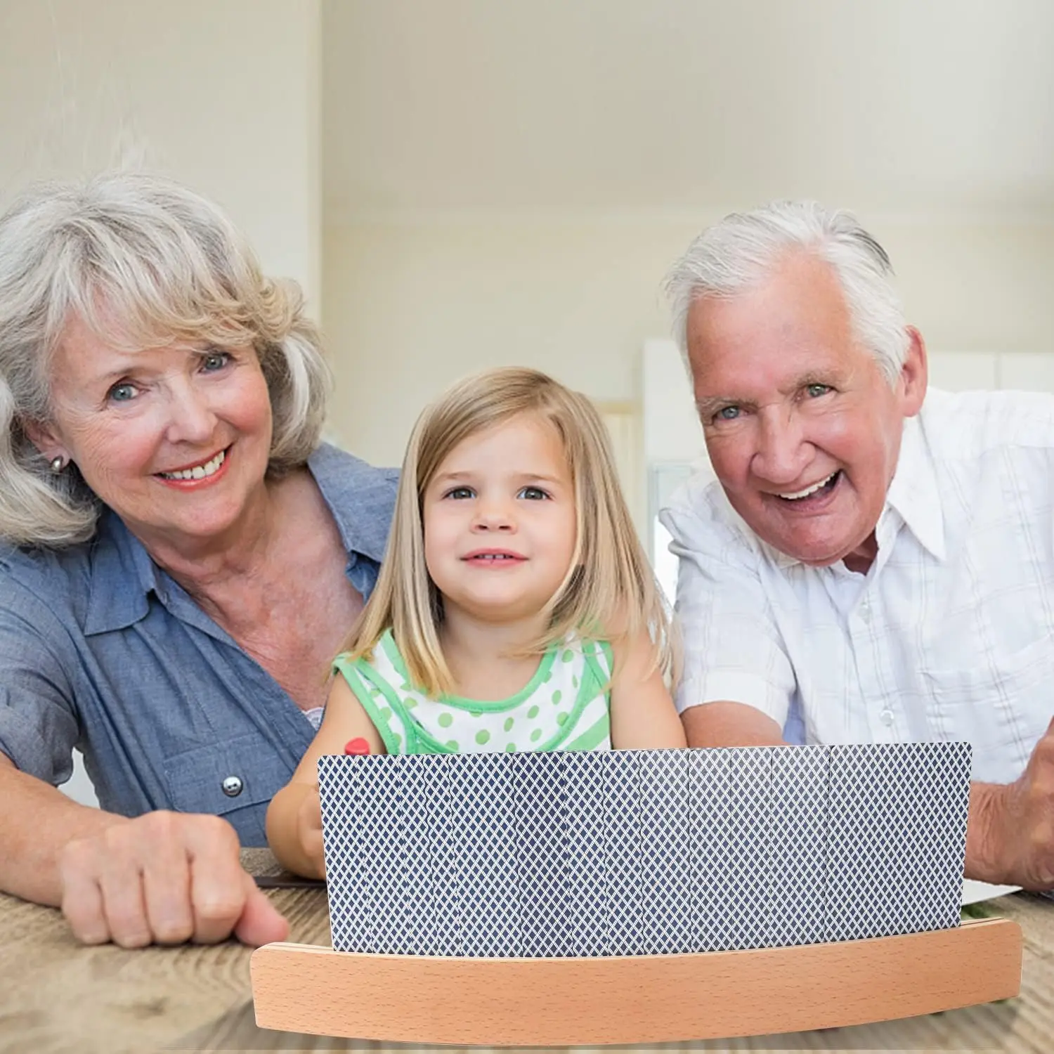 2/4Pcs 13" Curved Wood Card Organizer Cardholder Playing Card Trays Card Game Accessories for Adults, Small Hands, Seniors