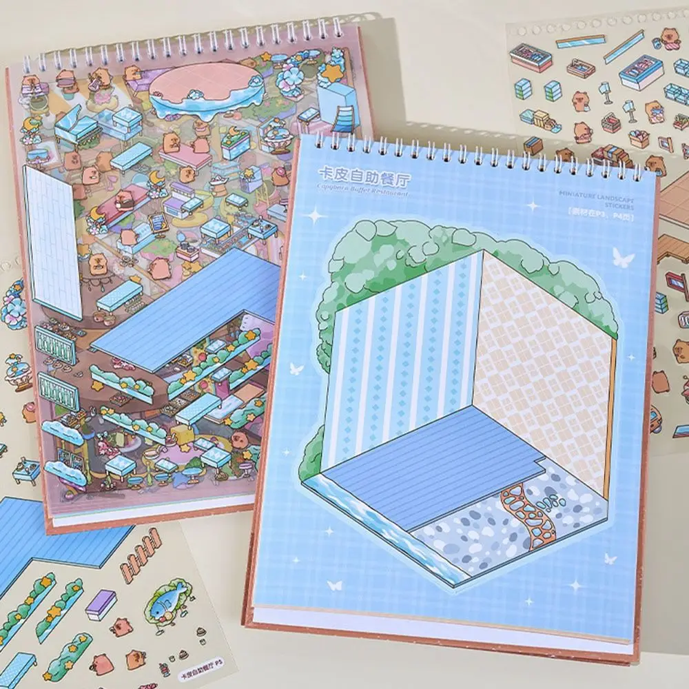 

New PET Miniature Scene Collection Decompression Visual Stacking 3D Landscape Sticker DIY Toy Game Stickers Children Gifts