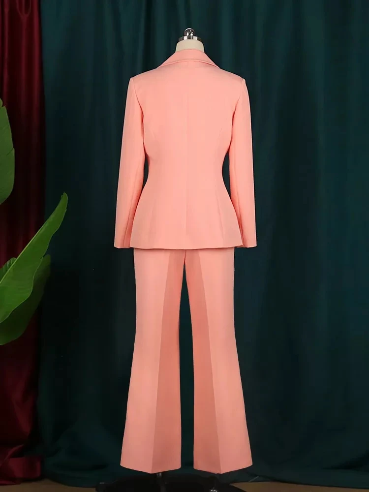 Business Suit Women Blazer Sets 2 Piece Outfits Pink Jacket Large Size Elegant Birthday Gift Formal Suits