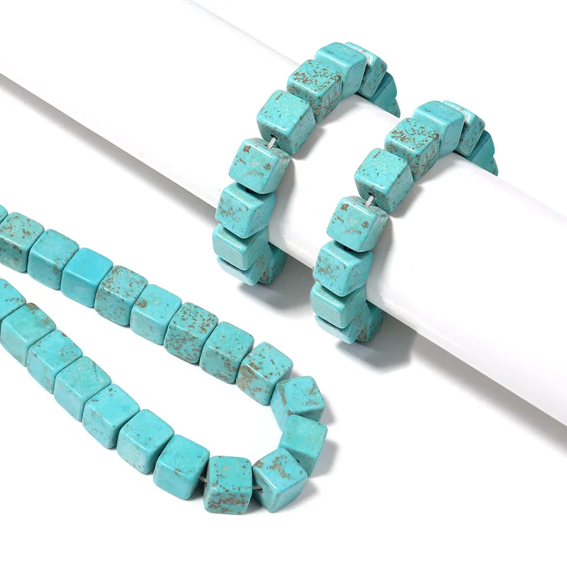1 Strand 4/6/8/10mm White Blue Turquoise Beads Nature Stone Beads Square Shape  Loose Beads For Jewelry Making DIY Accessories