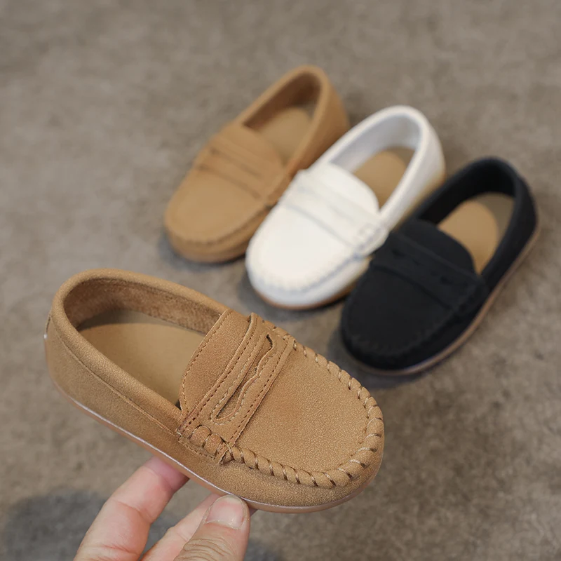 

Boys Moccasins Shoes Fashion Solid Color Kids School Causal Shoes Breathable Non-slip Children Slip-on Flats Loafers Size 21-30
