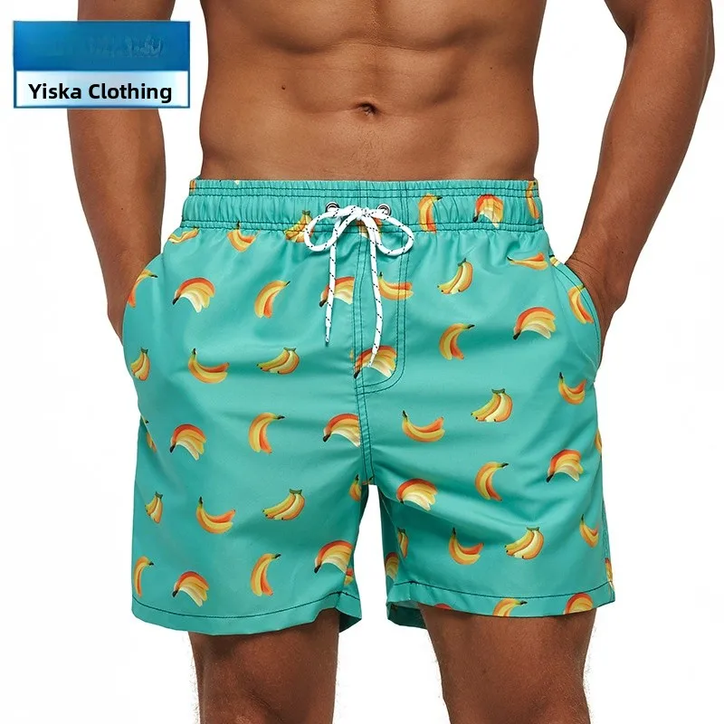 

Мужские спортивные пляжные шорты-бермуды для серфинга и плавания, прямые брюки с принтом, повседневные, на все сезоны, легкие, с цветочным узором