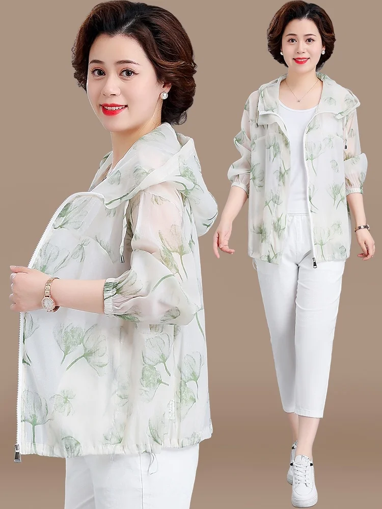 

Легкая летняя верхняя одежда для женщин среднего возраста: модный свободный топ с защитой от солнца для женщин среднего возраста