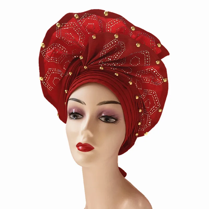 African Headtie Gele Auto Headwear for Women, Nigerian Braid Turbans Wraps, Already Made