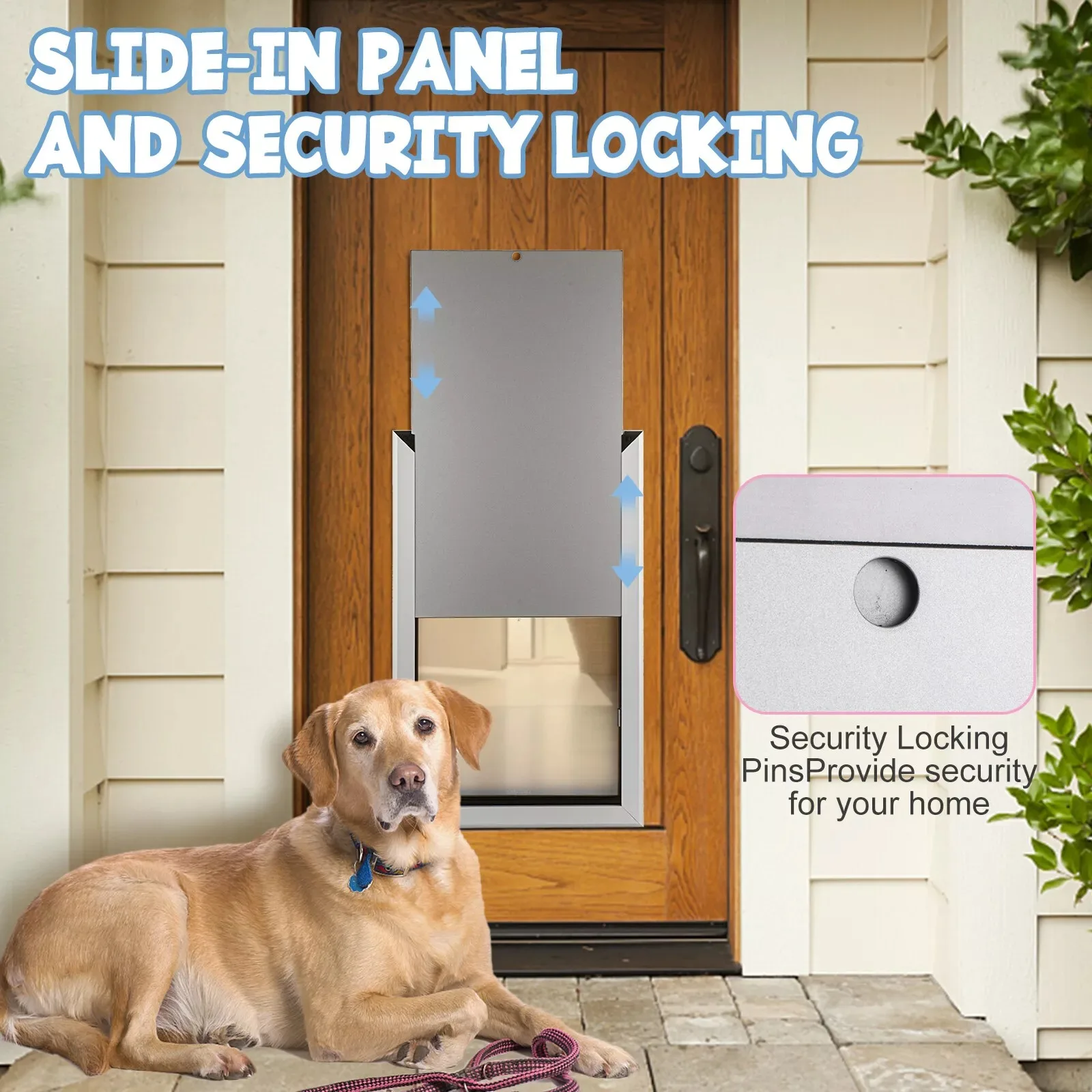 Weatherproof Aluminum Exterior Door with Automatic Closing, Double Panels, Dual Flap, Insulated Pet Door for Large Dogs