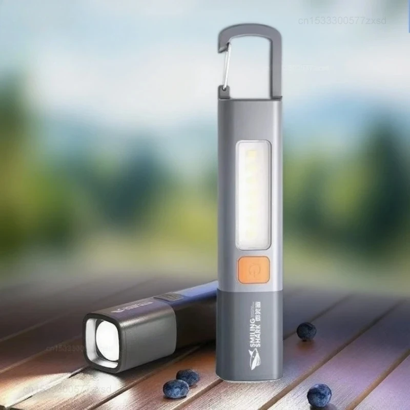 Outdoor Flashlight Portable Strong Light Variable Focus with Floodlight Side Lights Rechargeable Fishing Camping LED Lamp