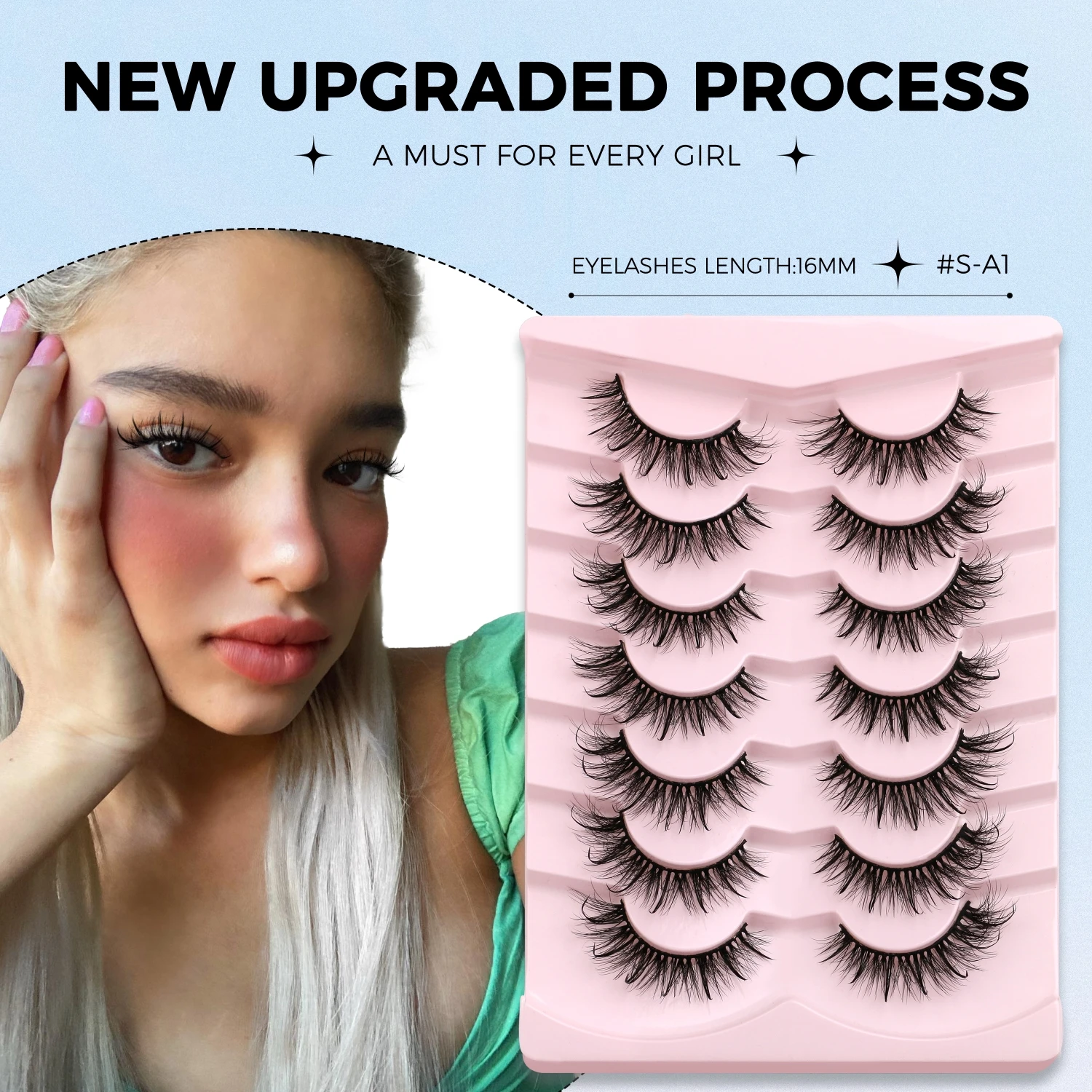 Lasvirey Faux cils œil de chat 5D, volume moelleux, naturels, moelleux, extension complète, maquillage