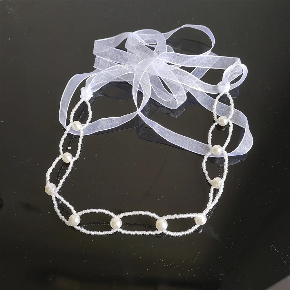 New pearl accessories hat accessories headdress belt ribbon streamer accessories fedora wedding hat decoration