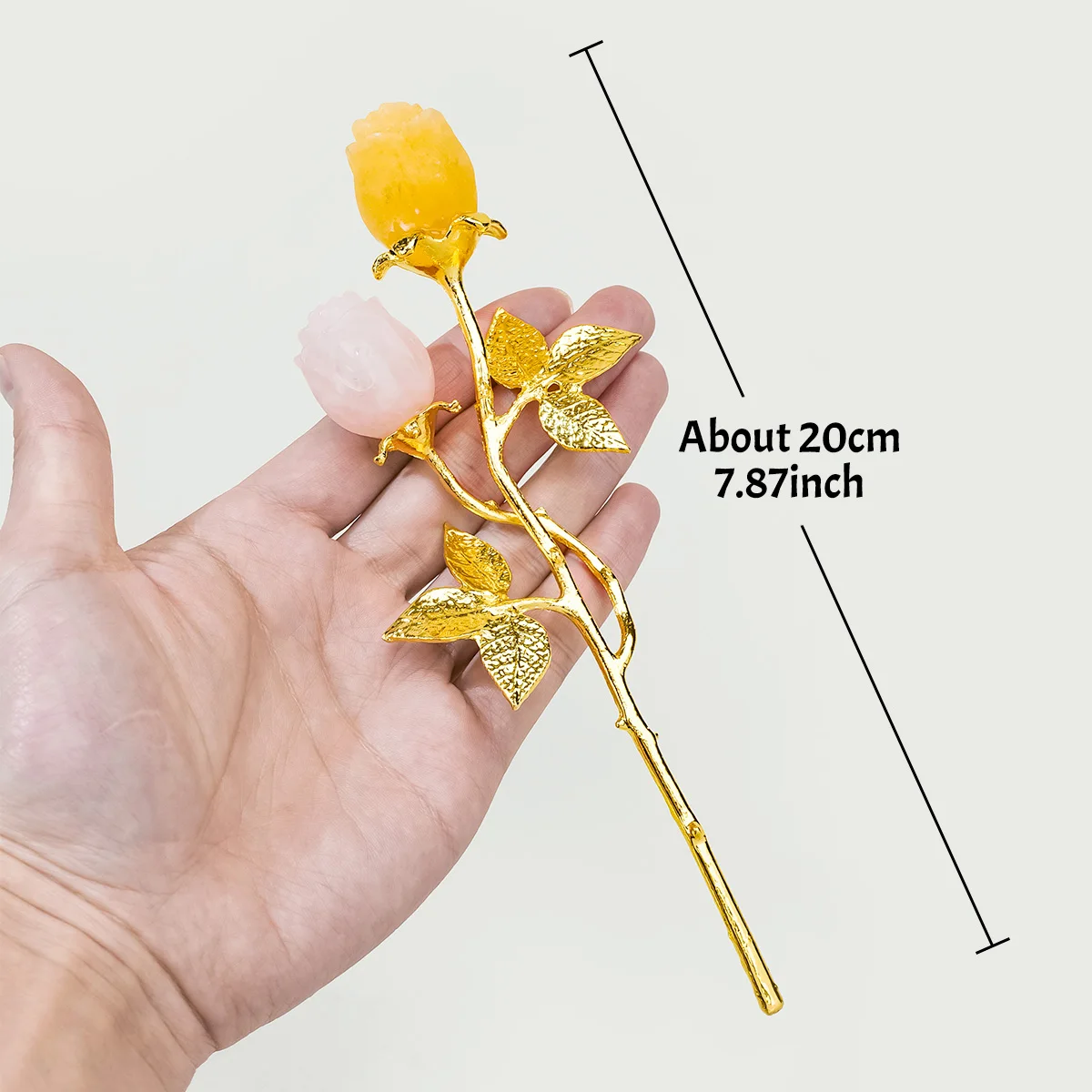 1pc Natural Crystal Double-Headed Rose, Creative Raw Crystal Romantic Decor, Valentine's Day Gift, Home Decoration Ornament