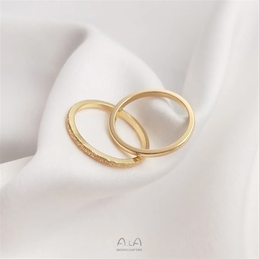 14K Ring Pack Real Gold Sparkling Sand Ring with Bright Face Fashionable and Minimalist Wind Net Red Not Fading Combination Ring