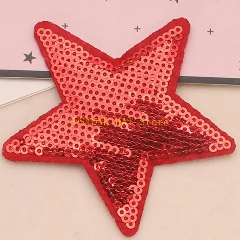 49MF 7 Stück glitzernde Pailletten-Stern-Applikations-Patches zum Nähen, Basteln, Basteln