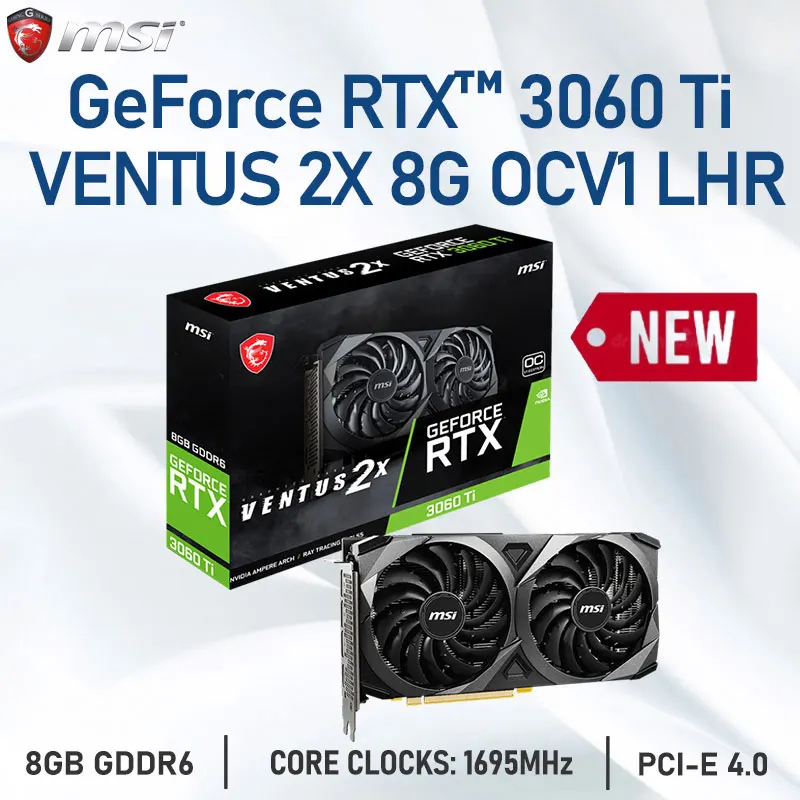 MSI Raphic GeForce RTX 3060 Ti VENTUS 2X 8G OCV1 LHR 8GB GDDR6 tarjetas gráficas de 256 bits Compatible con HDMI HDCP PCI-E 4,0 GPU