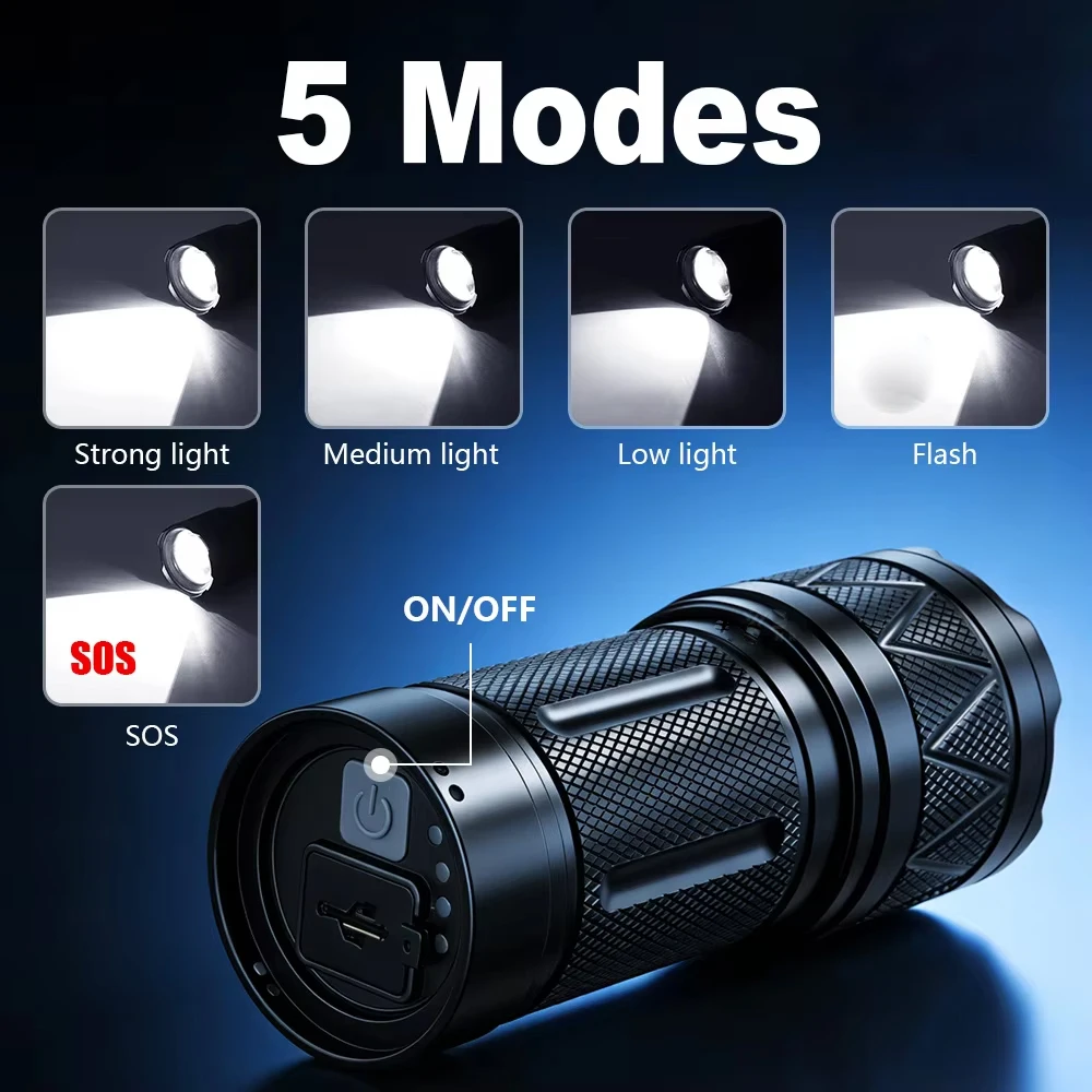 98000000LM Ultra Powerful LED Flashlight 5800M Long Shot 12 Hours Runtime Waterproof Handheld Torch for Outdoor Camping Fishing