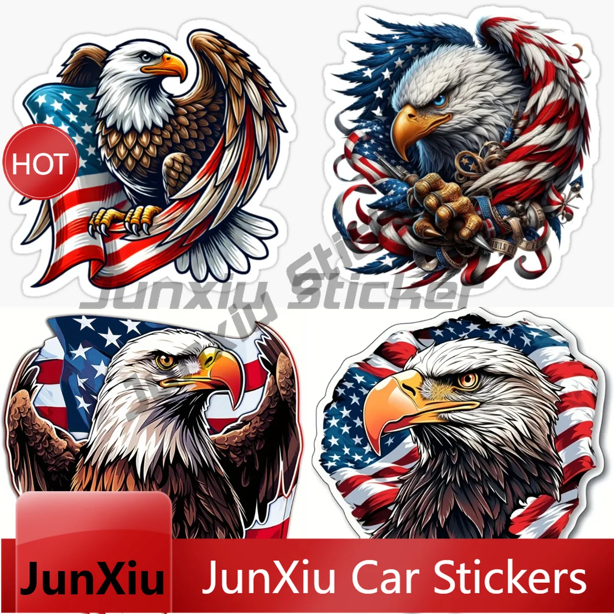 

Bald Eagle American Flag Vinyl Stickers Waterproof Car/Motorcycle Decals for Windows Bumpers Racing Helmets Self-adhesive Decals
