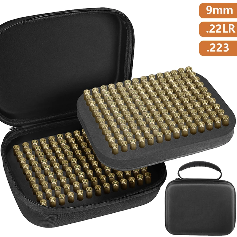 Ammo Pouch Portable Case for Cartridges 9mm .22LR .223/5.56mm Ammunition Storage Box Large Capacity Bullet Bag Hunting Shooting